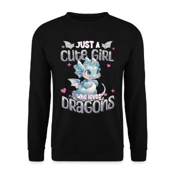 Just a cute Girl who loves Dragons - Kawaii Dragon - Unisex Sweatshirt - black - Front - Alina (178cm) & Michal (187cm)