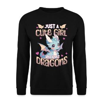 Just a cute Girl who loves Dragons - Kawaii Dragon - Unisex Sweatshirt - black - Front - Alina (178cm) & Michal (187cm)