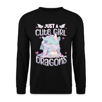 Just a cute Girl who loves Dragons - Kawaii Dragon - Unisex Sweatshirt - black - Front - Alina (178cm) & Michal (187cm)