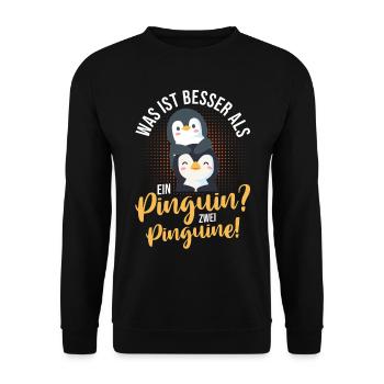 Pinguin - Unisex Pullover - Schwarz - Vorne - Alina (178cm) & Michal (187cm)