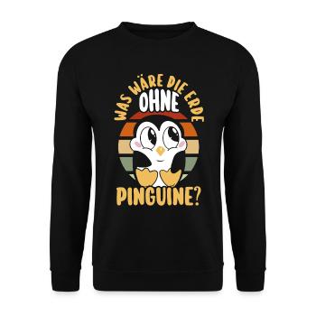 Pinguin - Unisex Pullover - Schwarz - Vorne - Alina (178cm) & Michal (187cm)