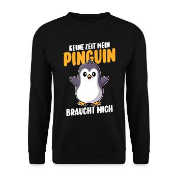 Pinguin - Unisex Pullover - Schwarz - Vorne - Alina (178cm) & Michal (187cm)