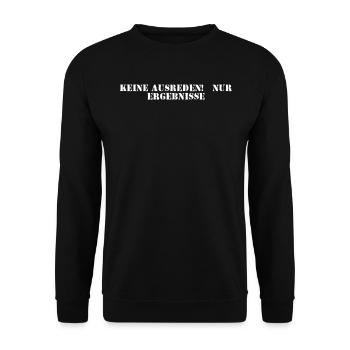 Fitness - Keine Ausreden, nur Ergebnisse - Unisex Pullover - Schwarz - Vorne - Alina (178cm) & Michal (187cm)