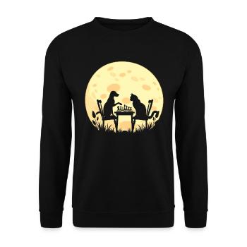 Chess Player Gifts Cat Dog Moon - Unisex Sweatshirt - black - Front - Alina (178cm) & Michal (187cm)