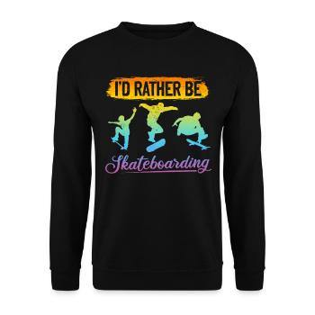 Skatepark Skateboarder - I'd Rather Be Skateboardi - Unisex Pullover - Schwarz - Vorne - Alina (178cm) & Michal (187cm)