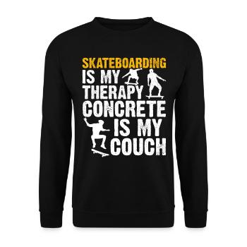 Skateboard Skateboarding Is My Therapy Concrete Is - Unisex Pullover - Schwarz - Vorne - Alina (178cm) & Michal (187cm)