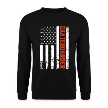 Skatepark Skateboard Skateboard Drapeau US Skatebo - Sweat-shirt Unisexe - noir - Devant - Alina (178cm) & Michal (187cm)