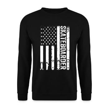 Skatepark Skateboard Skateboarder Drapeau US - Sweat-shirt Unisexe - noir - Devant - Alina (178cm) & Michal (187cm)