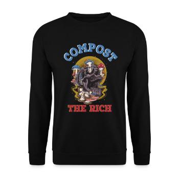 Compost The Rich - Mushroom Skull - Unisex Pullover - Schwarz - Vorne - Alina (178cm) & Michal (187cm)