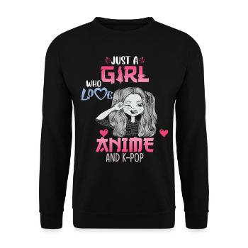 Just A Girl Who Loves Anime And K-Pop African Amer - Unisex Pullover - Schwarz - Vorne - Alina (178cm) & Michal (187cm)
