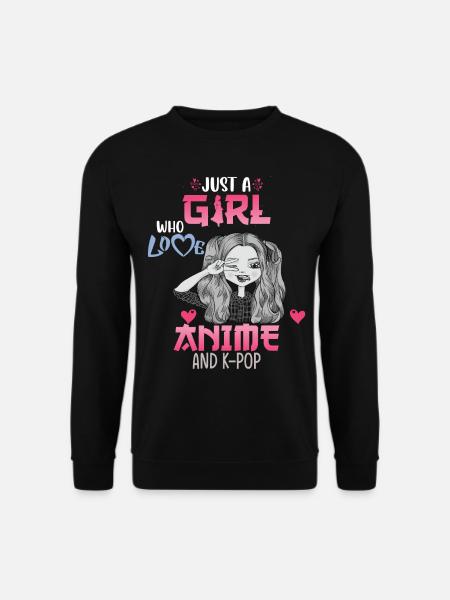 Just A Girl Who Loves Anime And K-Pop African Amer - Unisex Pullover - Schwarz