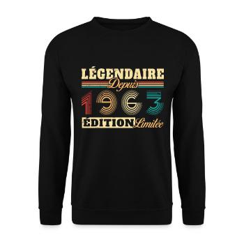 Légendaire Depuis 1963 - Sweat-shirt Unisexe - noir - Devant - Alina (178cm) & Michal (187cm)