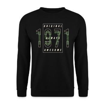 Cadeau urbain original 1971 année de naissance vintage - Sweat-shirt Unisexe - noir - Devant - Alina (178cm) & Michal (187cm)
