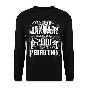 January 2001. January 2001 Birthday Gift. - Unisex Sweatshirt - black - Front - Alina (178cm) & Michal (187cm)