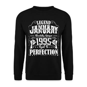 January 1995. January 1995 Birthday Gift. - Unisex Sweatshirt - black - Front - Alina (178cm) & Michal (187cm)