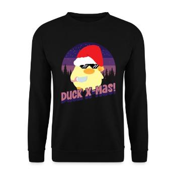 Duck X-Mas Goose - Duck with Knife - Unisex Sweatshirt - black - Front - Alina (178cm) & Michal (187cm)