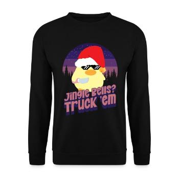 Truck the Bells - Ente mit Messer Duck with Knife - Unisex Sweatshirt - black - Front - Alina (178cm) & Michal (187cm)
