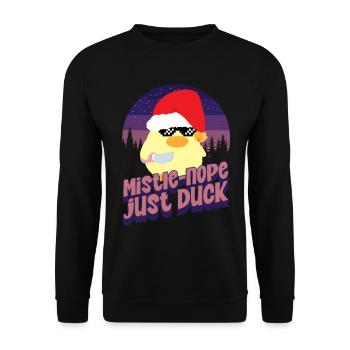 Mistle Nope - Ente mit Messer Duck with Knife - Unisex Sweatshirt - black - Front - Alina (178cm) & Michal (187cm)