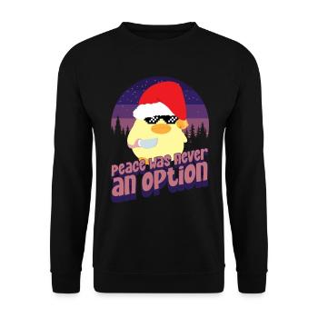 Peace Was Never An Option - Duck With Knife Meme - Unisex Sweatshirt - black - Front - Alina (178cm) & Michal (187cm)