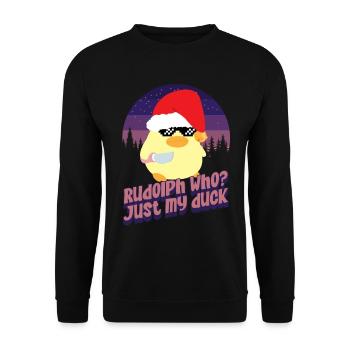 Rudolph who? - Duck with Knife - Unisex Sweatshirt - black - Front - Alina (178cm) & Michal (187cm)