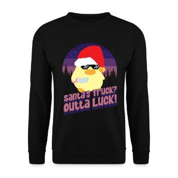 Santa's Truck - Ente mit Messer Duck with Knife - Unisex Sweatshirt - black - Front - Alina (178cm) & Michal (187cm)