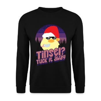 Tuck Tinsel away - Ente mit Messer Duck with Knife - Unisex Sweatshirt - black - Front - Alina (178cm) & Michal (187cm)