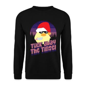 Tuck Tinsel away - Ente mit Messer Duck with Knife - Unisex Sweatshirt - black - Front - Alina (178cm) & Michal (187cm)
