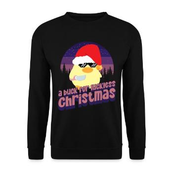 Buck pour Noël Ente mit Messer Duck avec couteau - Sweat-shirt Unisexe - noir - Devant - Alina (178cm) & Michal (187cm)