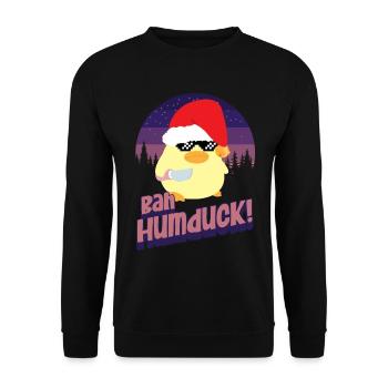 Bah Humduck Xmas - Ente mit Messer Duck with Knife - Sweat-shirt Unisexe - noir - Devant - Alina (178cm) & Michal (187cm)