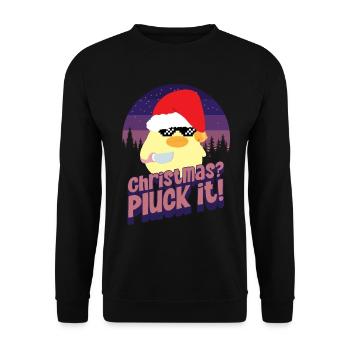 Pluck Christmas - Ente mit Messer Duck with Knife - Unisex Sweatshirt - black - Front - Alina (178cm) & Michal (187cm)