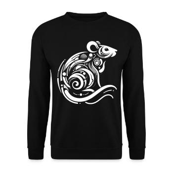 Rat in Abstraction: Artful Lines - Unisex Sweatshirt - black - Front - Alina (178cm) & Michal (187cm)