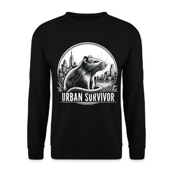 Rat survivaliste : Nature urbaine - Sweat-shirt Unisexe - noir - Devant - Alina (178cm) & Michal (187cm)