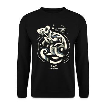 Abstrakte Ratte: Formen und Fantasie - Unisex Pullover - Schwarz - Vorne - Alina (178cm) & Michal (187cm)