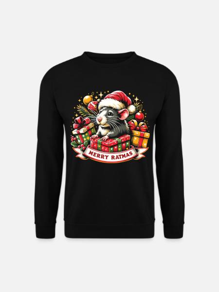 Frohe Ratte - Frohe Weihnachten - Unisex Pullover - Schwarz