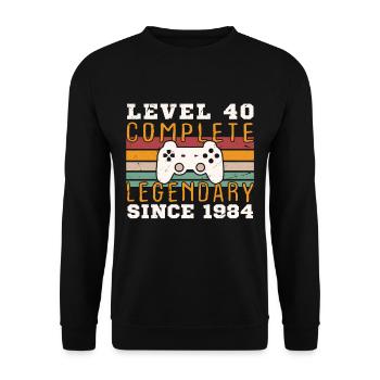 Level 40 Komplett 1984, Geburtstagsgeschenk - Unisex Pullover - Schwarz - Vorne - Alina (178cm) & Michal (187cm)