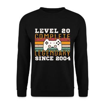 Level 20 Komplett 2004, Geburtstagsgeschenk - Unisex Pullover - Schwarz - Vorne - Alina (178cm) & Michal (187cm)