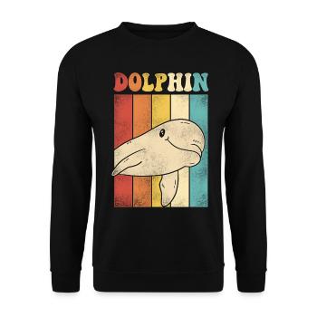 Dolphin Retro Vintage Dolphin - Unisex Pullover - Schwarz - Vorne - Alina (178cm) & Michal (187cm)
