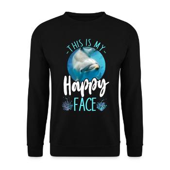 Dolphin This Is My Happy Face - Unisex Pullover - Schwarz - Vorne - Alina (178cm) & Michal (187cm)