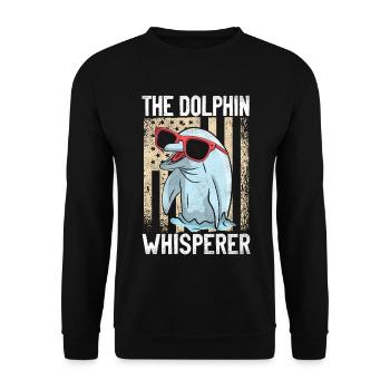 Dolphin American Flag The Dolphin - Unisex Pullover - Schwarz - Vorne - Alina (178cm) & Michal (187cm)