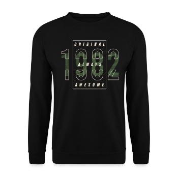 Original 1982 année de naissance urbain cadeau Vintage - Sweat-shirt Unisexe - noir - Devant - Alina (178cm) & Michal (187cm)