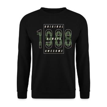 Cadeau urbain original 1988 année de naissance vintage - Sweat-shirt Unisexe - noir - Devant - Alina (178cm) & Michal (187cm)