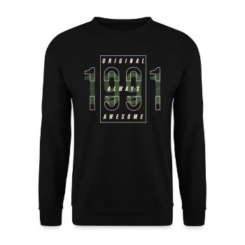 Cadeau urbain original 1991 année de naissance vintage - Sweat-shirt Unisexe - noir - Devant - Alina (178cm) & Michal (187cm)