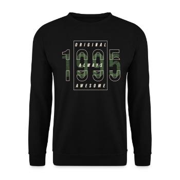 Original 1995 année de naissance urbain cadeau Vintage - Sweat-shirt Unisexe - noir - Devant - Alina (178cm) & Michal (187cm)
