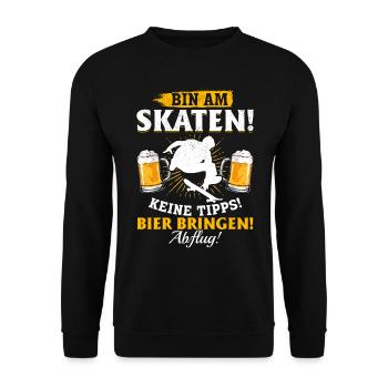 Bin am Skaten! Keine tipps! Bier bringen! - Skateb - Unisex Pullover - Schwarz - Vorne - Alina (178cm) & Michal (187cm)