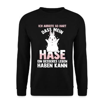 Einhorn Kaninchen Hase - Unisex Pullover - Schwarz - Vorne - Alina (178cm) & Michal (187cm)