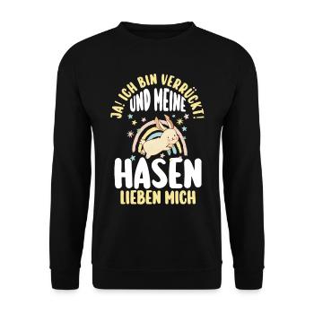 Kaninchen Hase - Unisex Pullover - Schwarz - Vorne - Alina (178cm) & Michal (187cm)