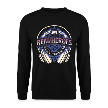 Real Heroes wear Headsets Funny Gamer Boys & Kids - Unisex Sweatshirt - black - Front - Alina (178cm) & Michal (187cm)