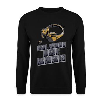 Les vrais héros portent des casques Funny Gamer Boys & Kids - Sweat-shirt Unisexe - noir - Devant - Alina (178cm) & Michal (187cm)