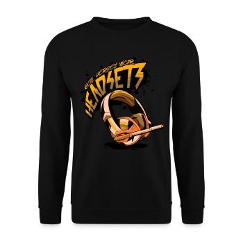 Les vrais héros portent des casques Funny Gamer Boys & Kids - Sweat-shirt Unisexe - noir - Devant - Alina (178cm) & Michal (187cm)