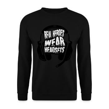 Les vrais héros portent des casques Funny Gamer Boys & Kids - Sweat-shirt Unisexe - noir - Devant - Alina (178cm) & Michal (187cm)